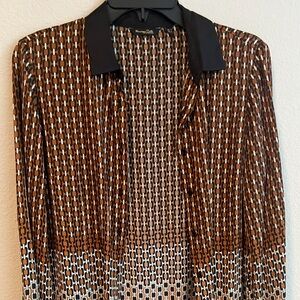 Massimo Dutti Brown Geometric Pattern Women's Shirt Blouse Medium, M EU40